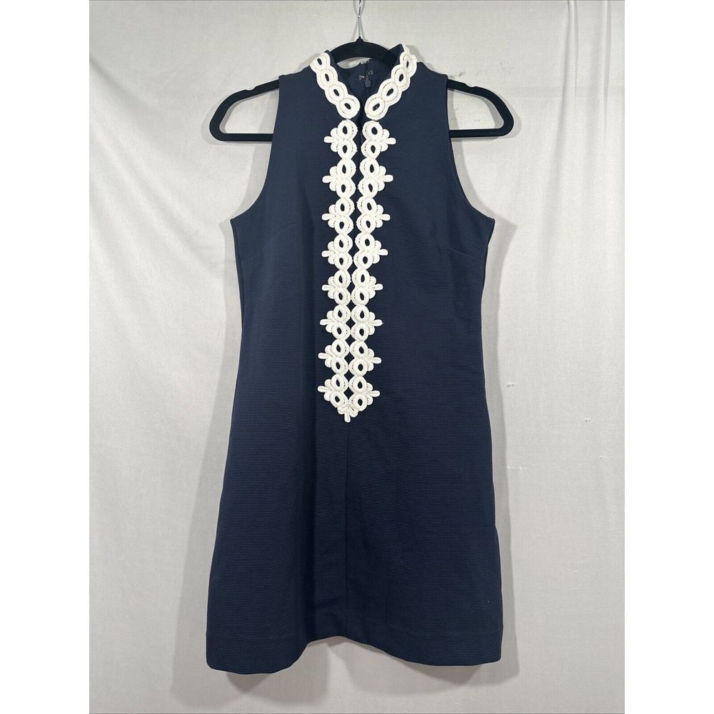 NWT Lilly Pulitzer [ Small] Callista Navy Lilly Lace Sleeveless Shift Dress 6304 - Picture 10 of 15